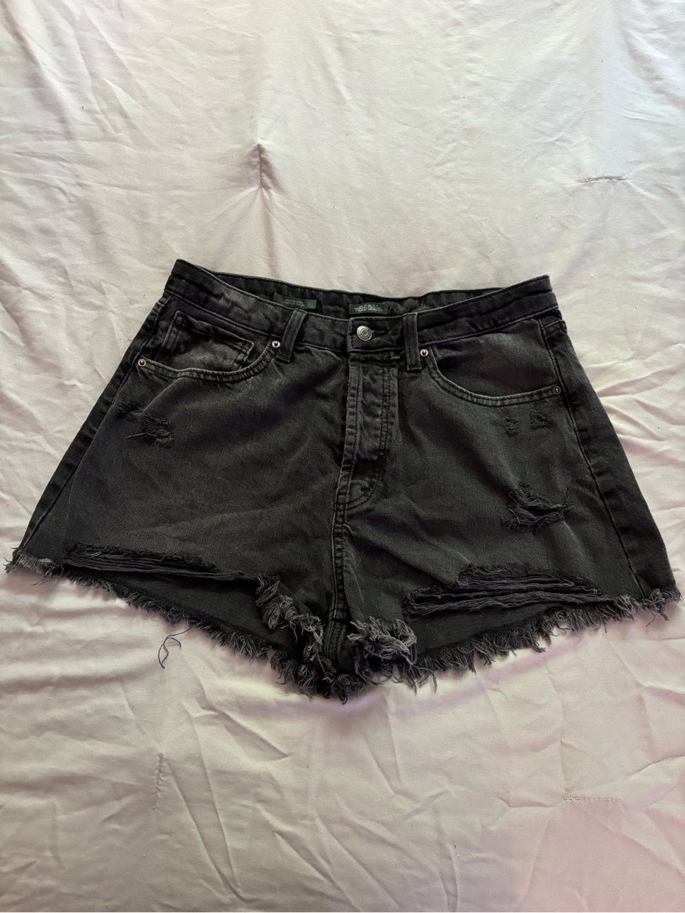 wild fable Black Distressed High-Rise Denim Shorts